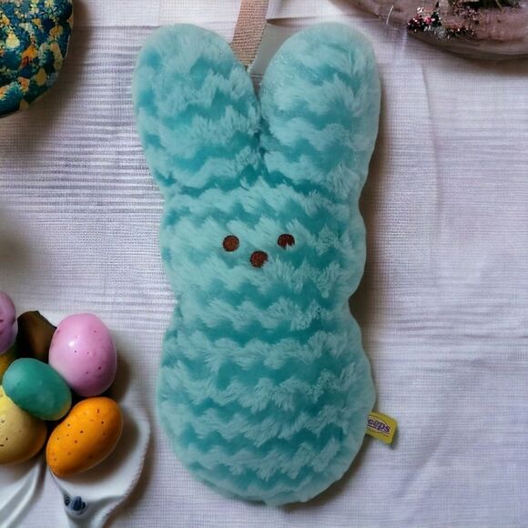 Peeps Bunny Rabbit Plush Blue Aqua Chevron Textured Pattern Stuffed Animal - Picture 11 of 16